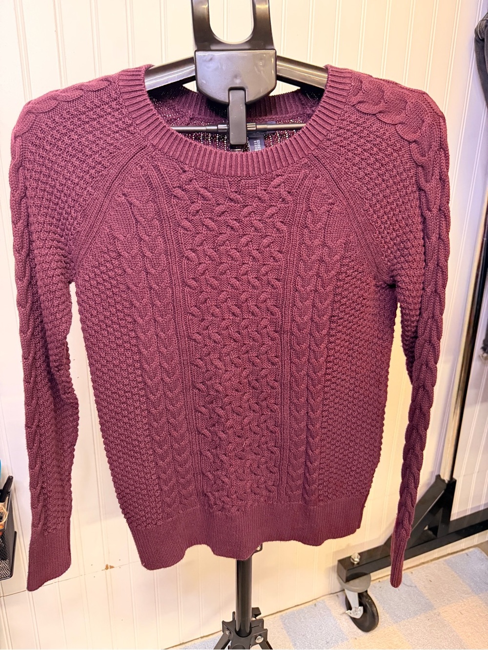 GAP Cable-Knit Crewneck Sweater - Plum